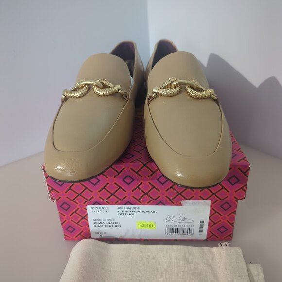 Tory Burch  Jessa Leather Loafers Flats Ginger Shortbread Camel Tan - Picture 15 of 16